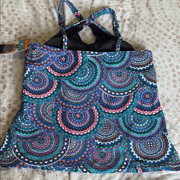 Christina Blue and Purple One Piece Swimsuit with Intricate Design - Picture 3 of 4